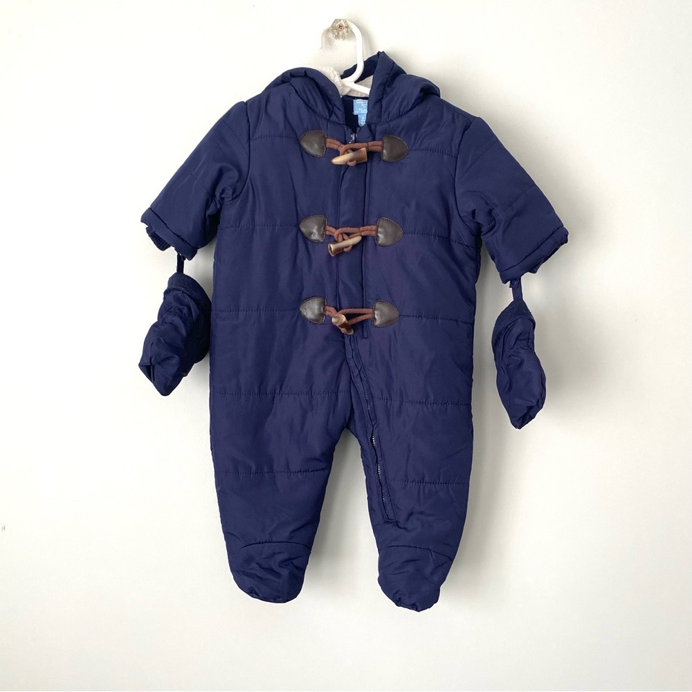 The Childrens Place Baby Teddy Bear Snowsuit Fleece-Lined with Mittens